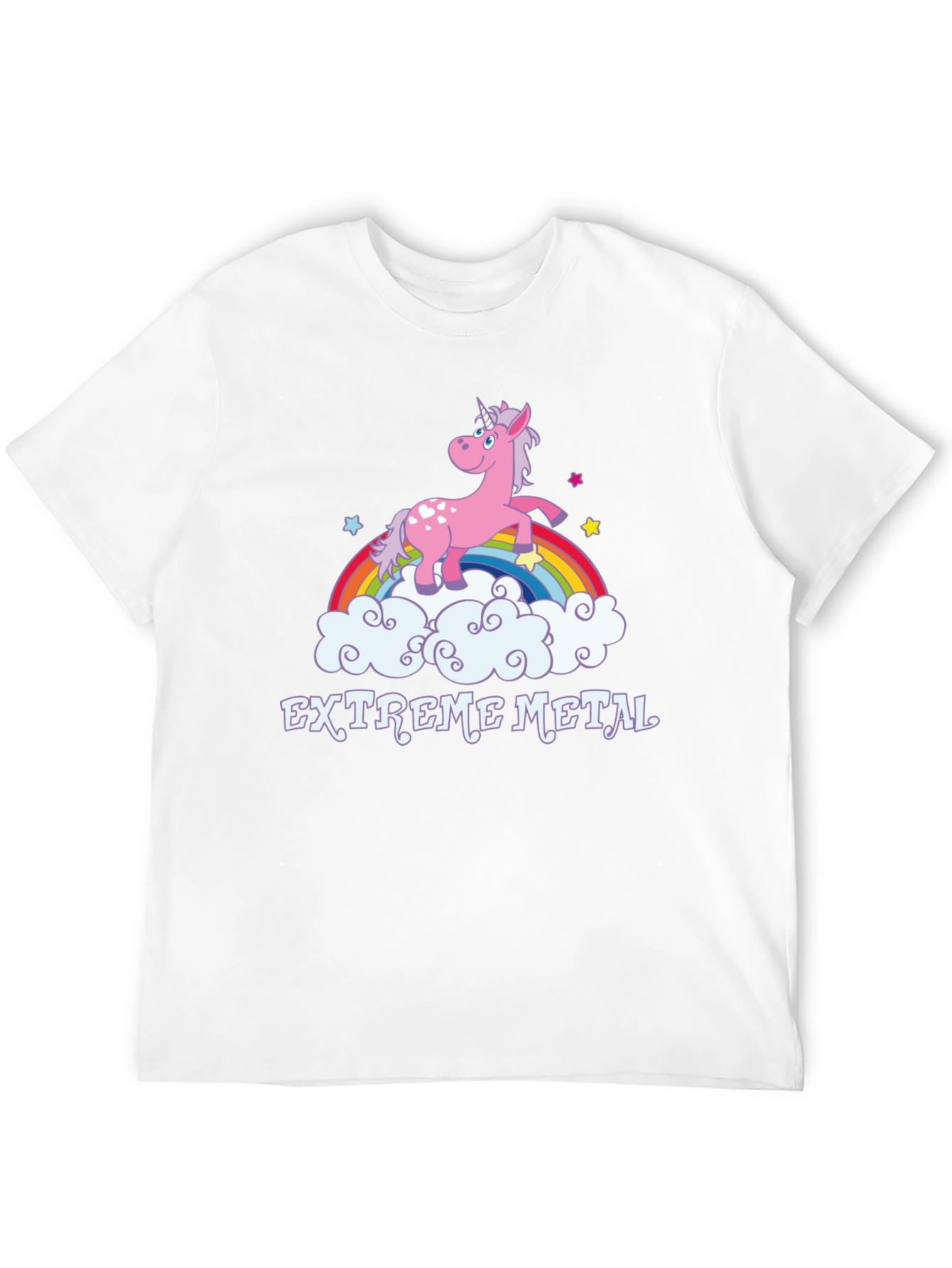 Extreme Metal Unicorn Rainbow Black T-Shirt