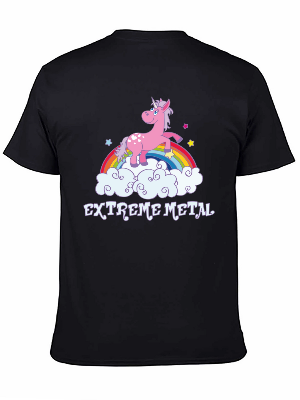 Extreme Metal Unicorn Rainbow Black T-Shirt