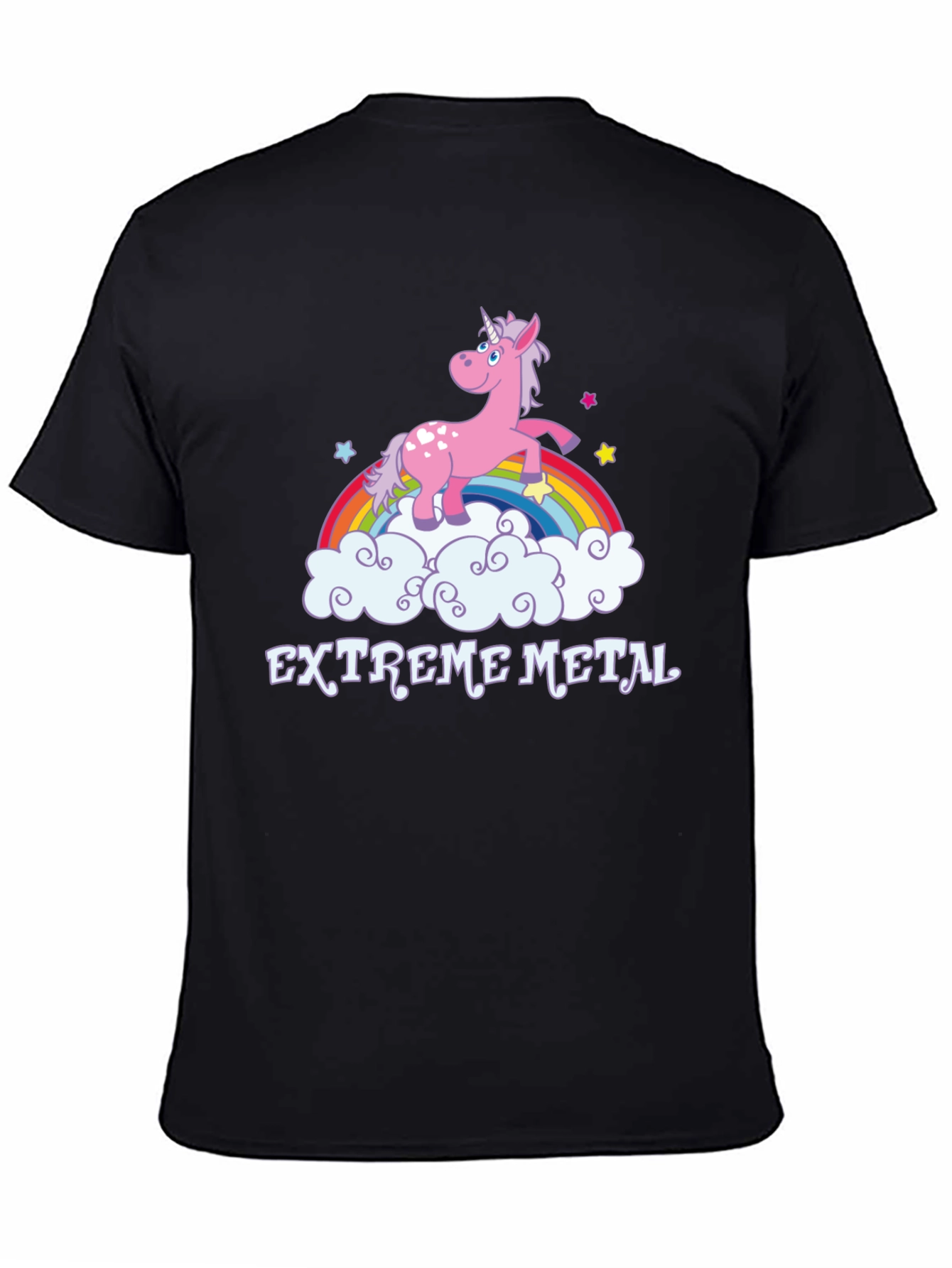 Extreme Metal Unicorn Rainbow Black T-Shirt