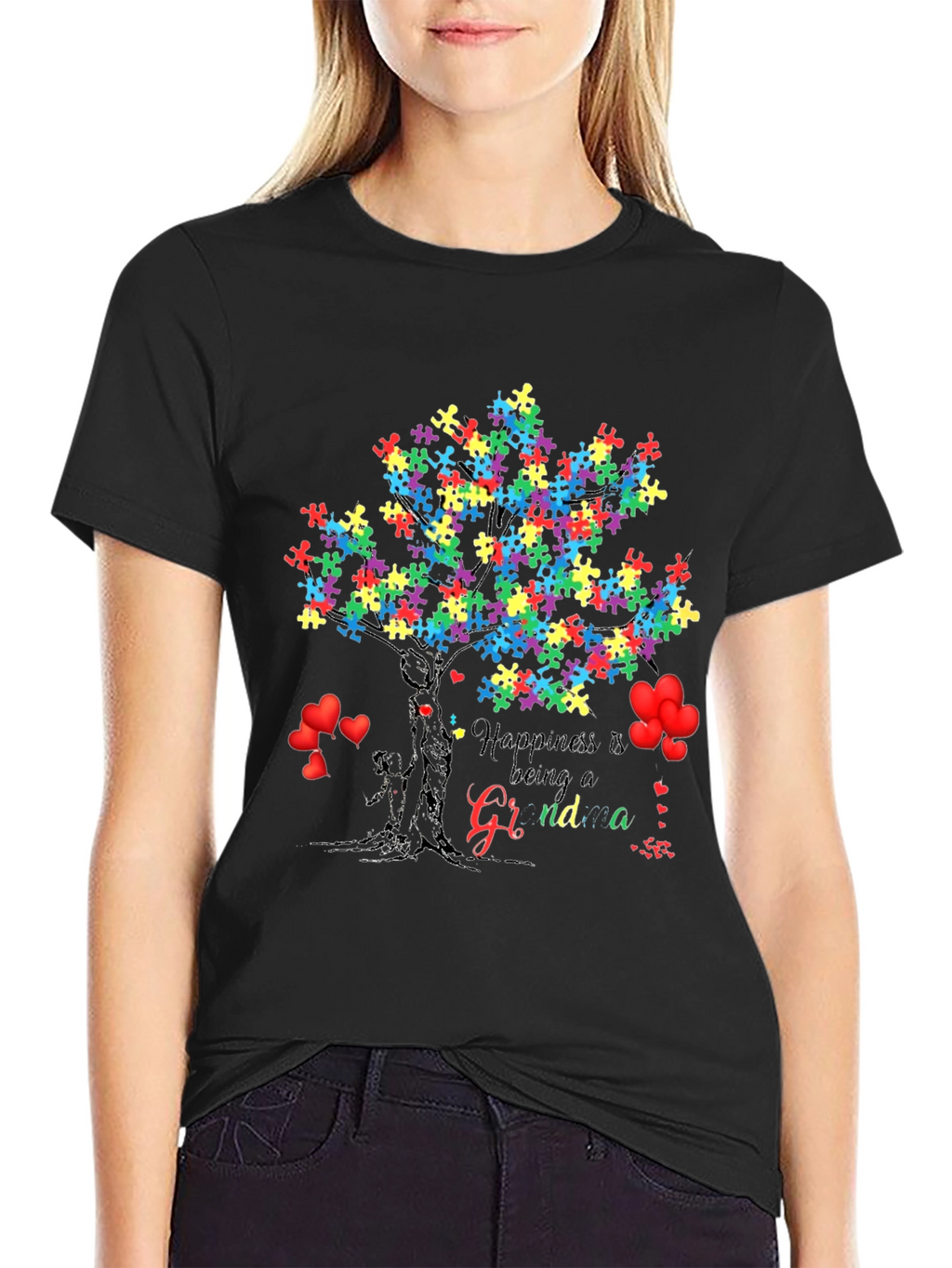 Happiness is Being a Grandma Autism Awareness Tree T-Shirt