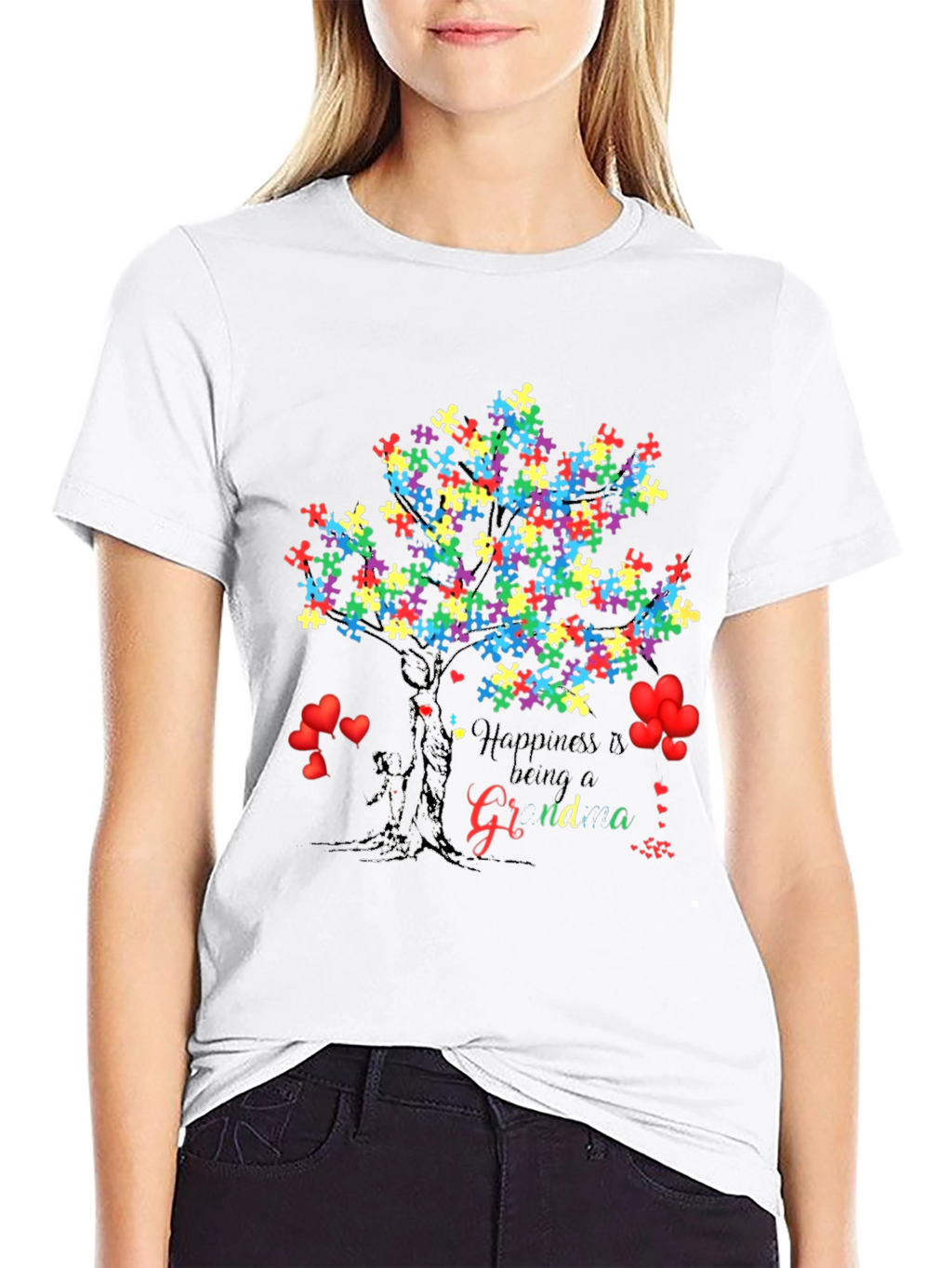 Happiness is Being a Grandma Autism Awareness Tree T-Shirt