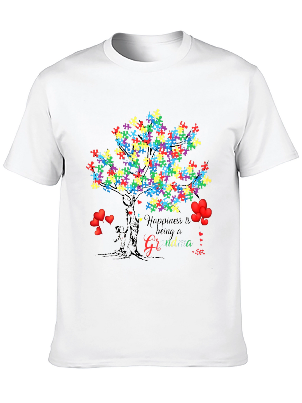 Happiness is Being a Grandma Autism Awareness Tree T-Shirt