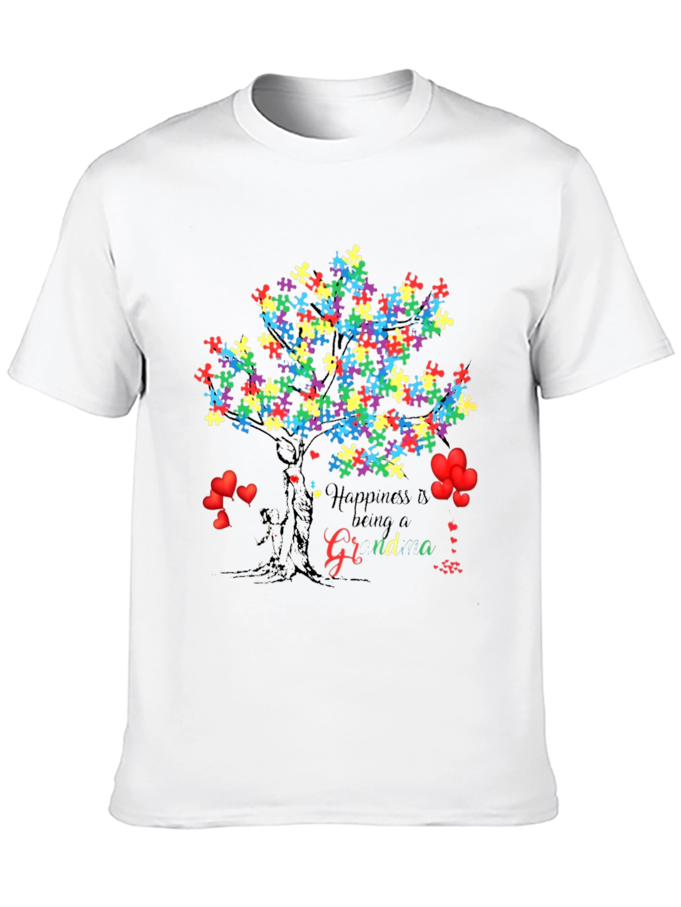 Happiness is Being a Grandma Autism Awareness Tree T-Shirt