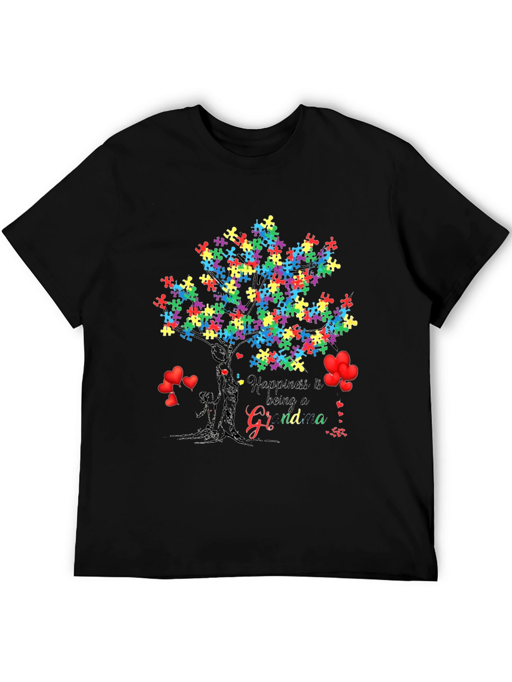 Happiness is Being a Grandma Autism Awareness Tree T-Shirt