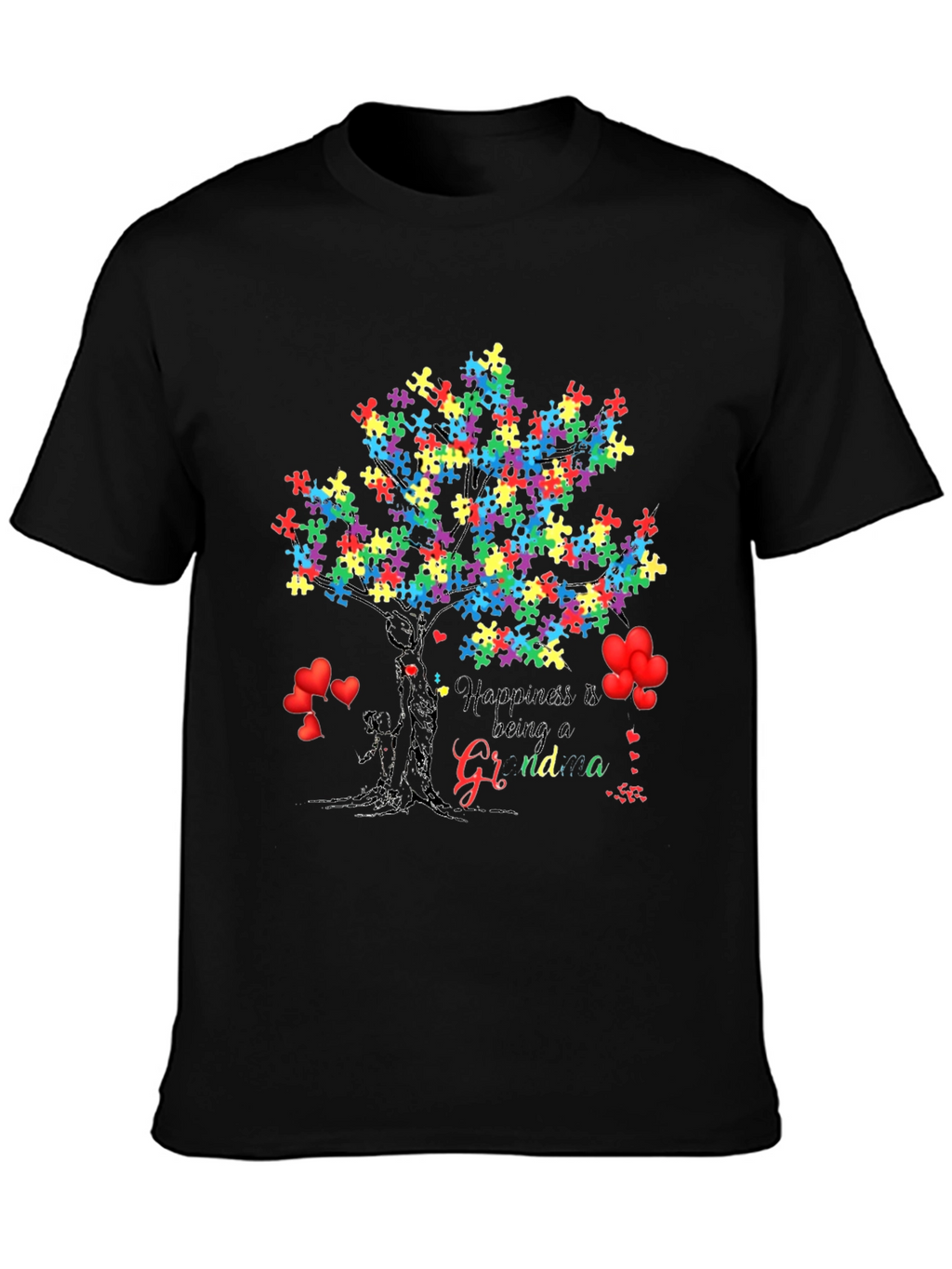 Happiness is Being a Grandma Autism Awareness Tree T-Shirt