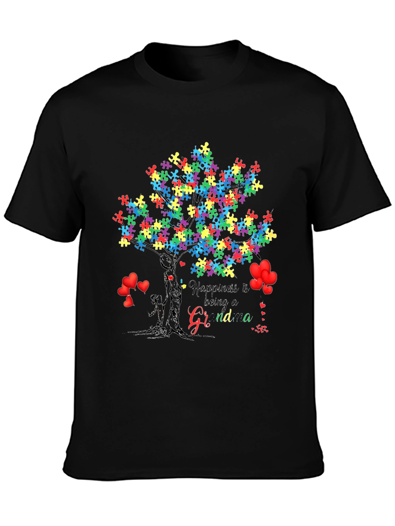 Happiness is Being a Grandma Autism Awareness Tree T-Shirt