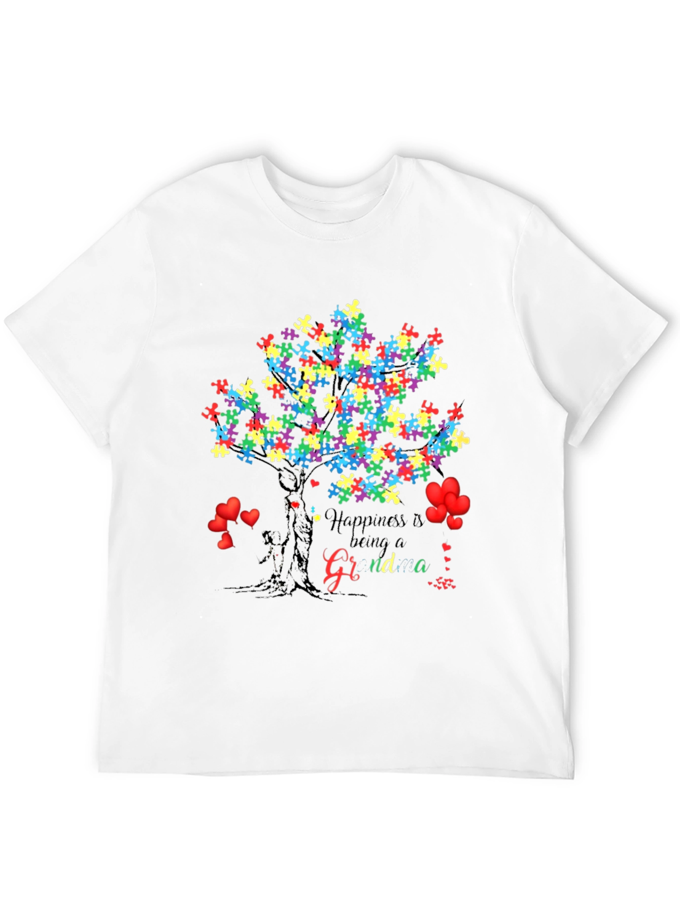 Happiness is Being a Grandma Autism Awareness Tree T-Shirt