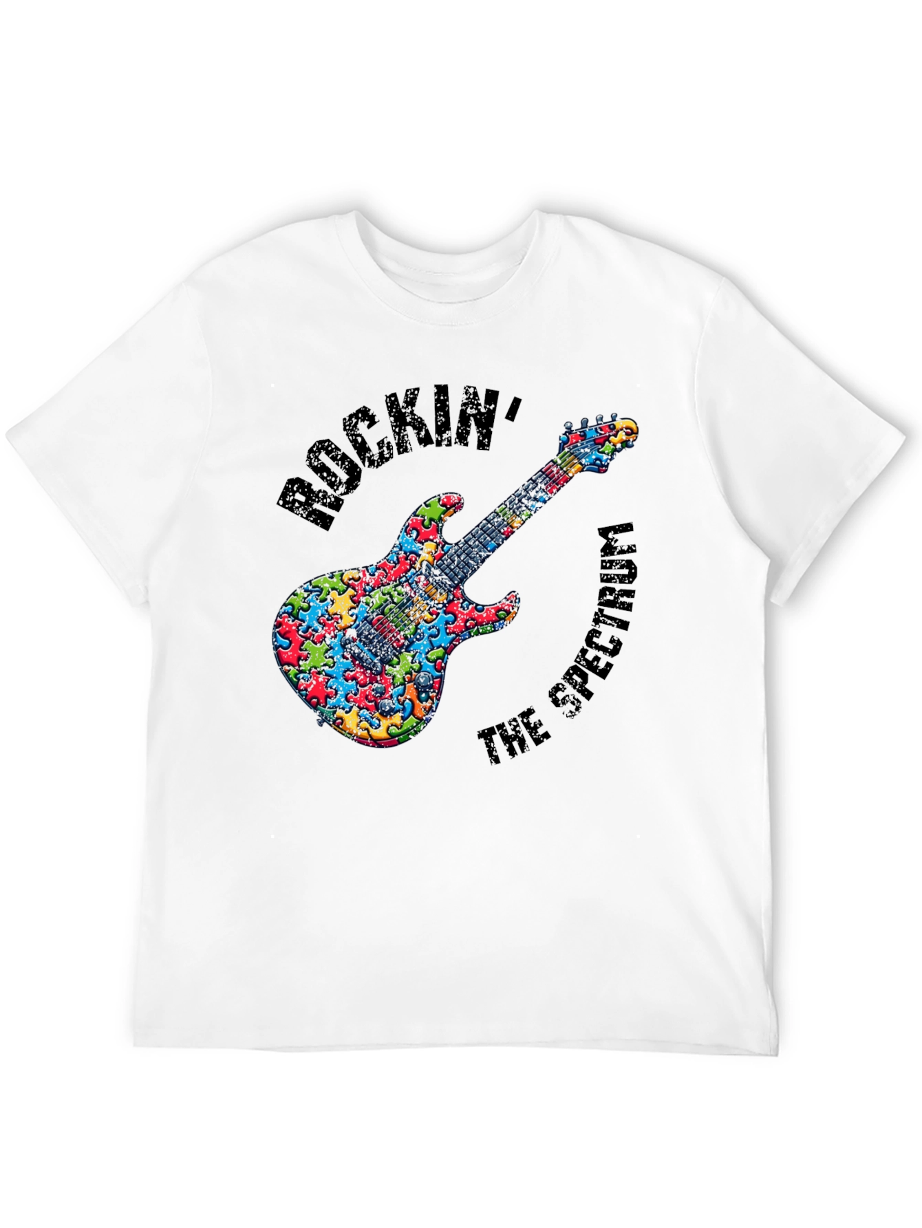 Rockin the Spectrum Puzzle Piece Guitar T-Shirt