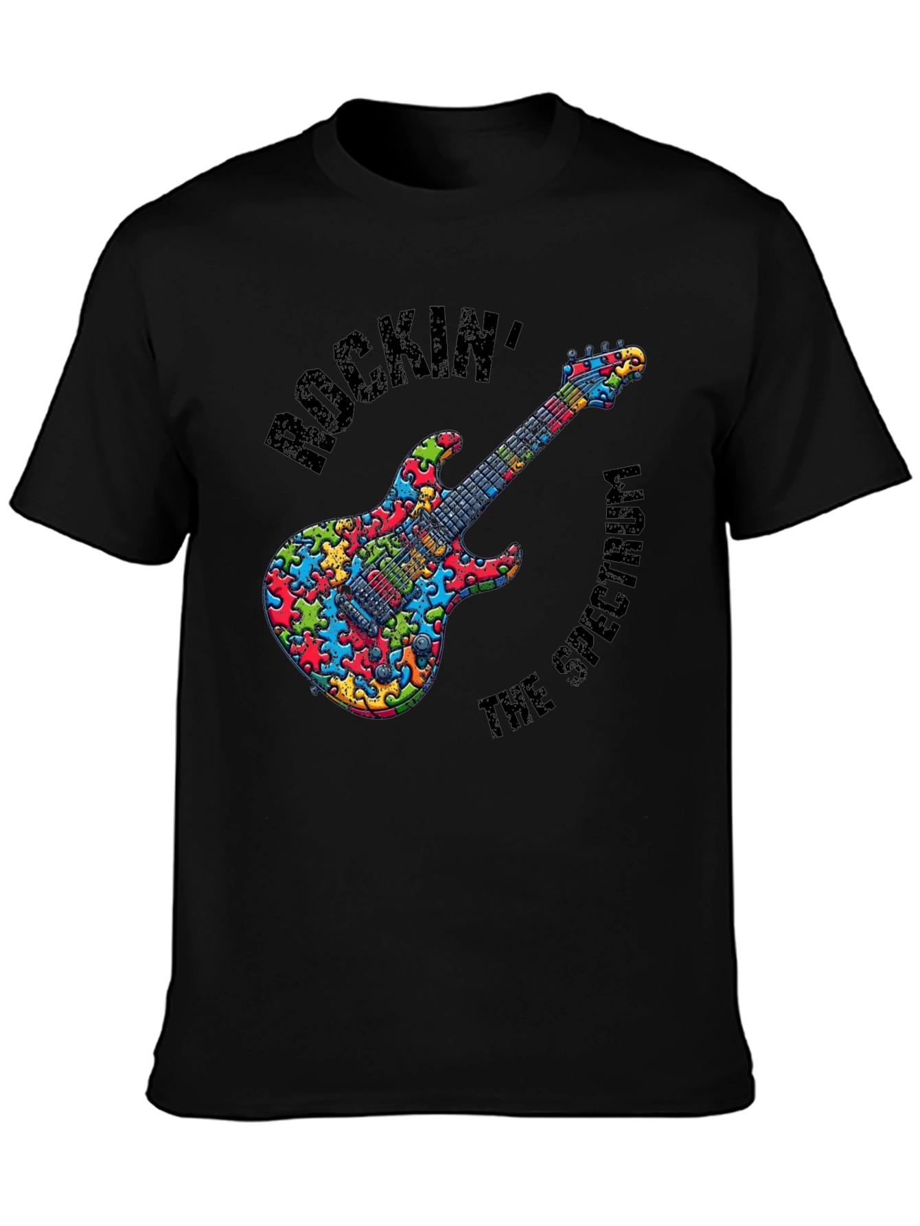 Rockin the Spectrum Puzzle Piece Guitar T-Shirt