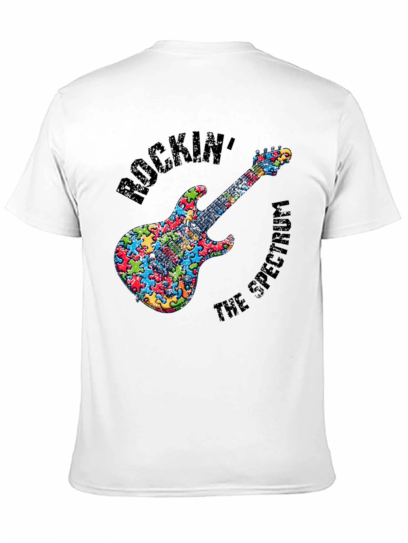 Rockin the Spectrum Puzzle Piece Guitar T-Shirt