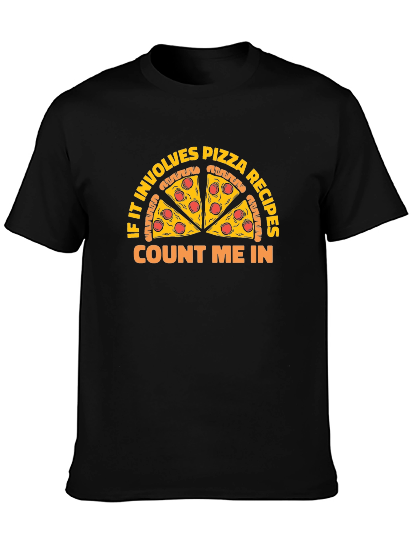 Pizza Recipe Graphic Tee - Count Me In Black T-Shirt