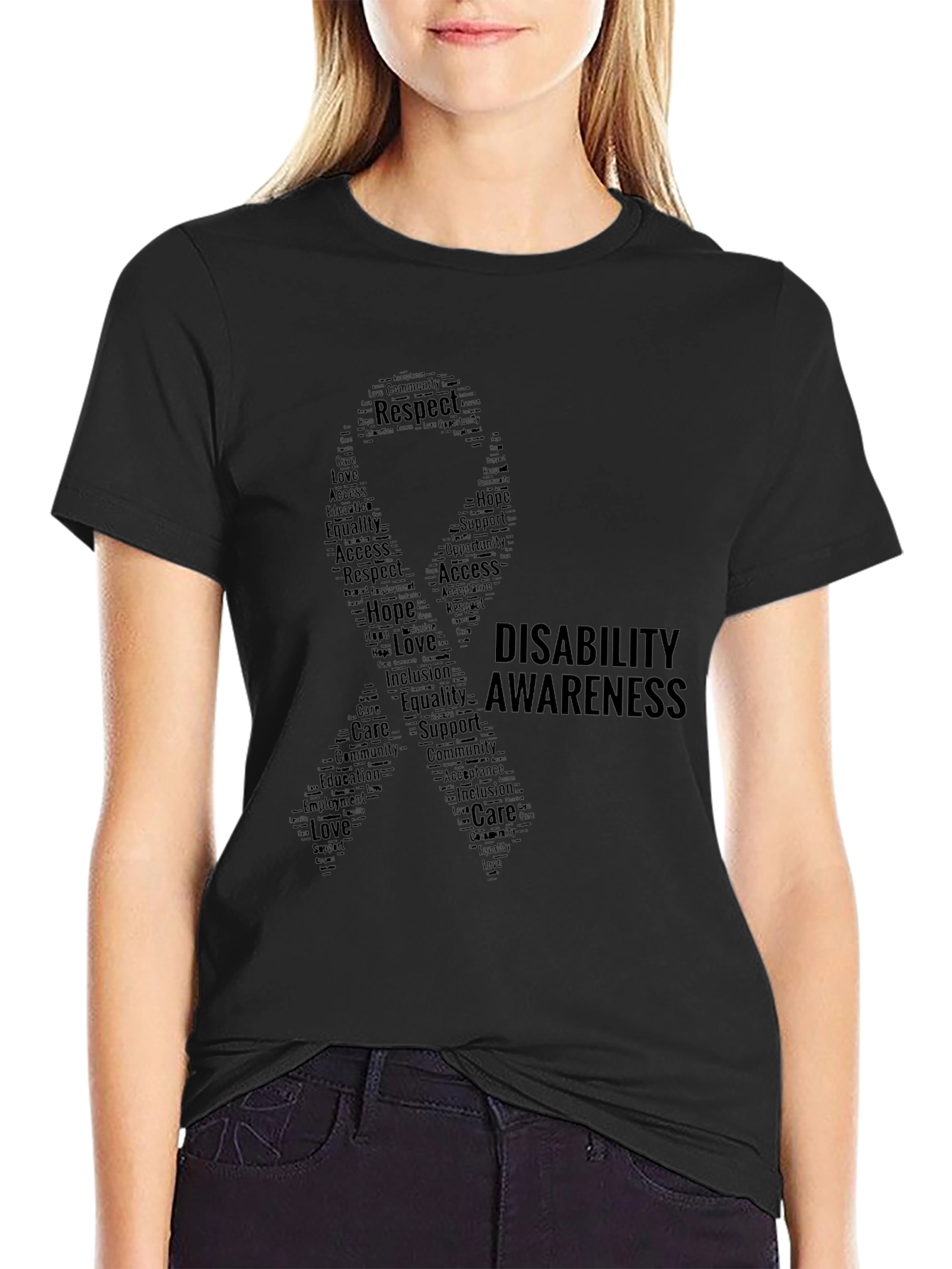 Disability Awareness Ribbon Word Art T-Shirt