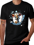 Cartoon Deer Graphic Black T-Shirt