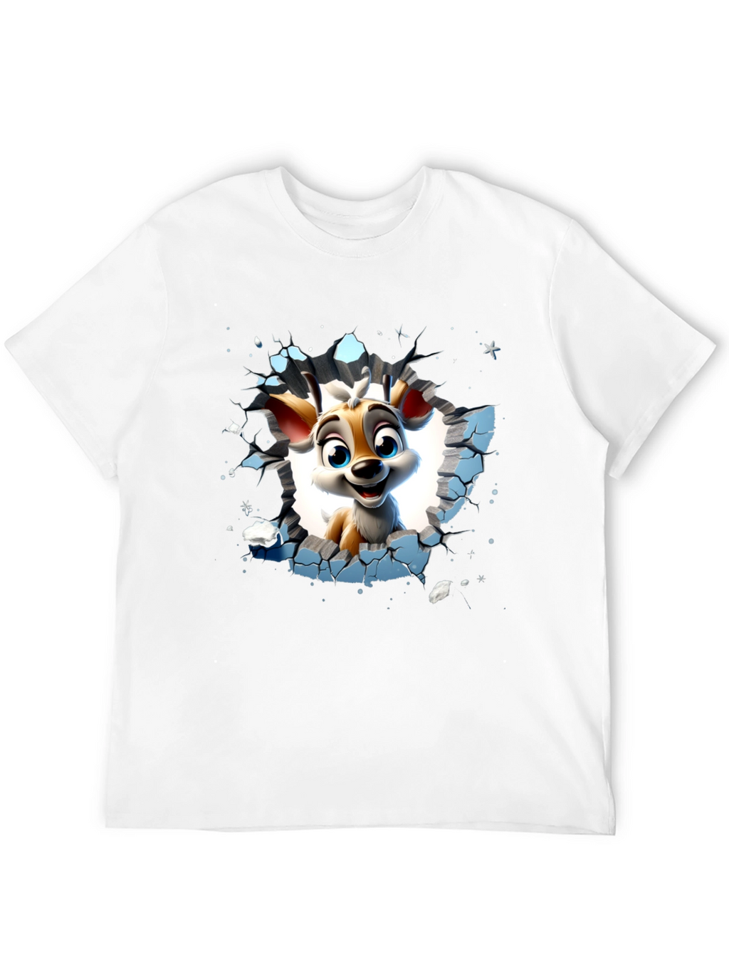 Cartoon Deer Graphic Black T-Shirt