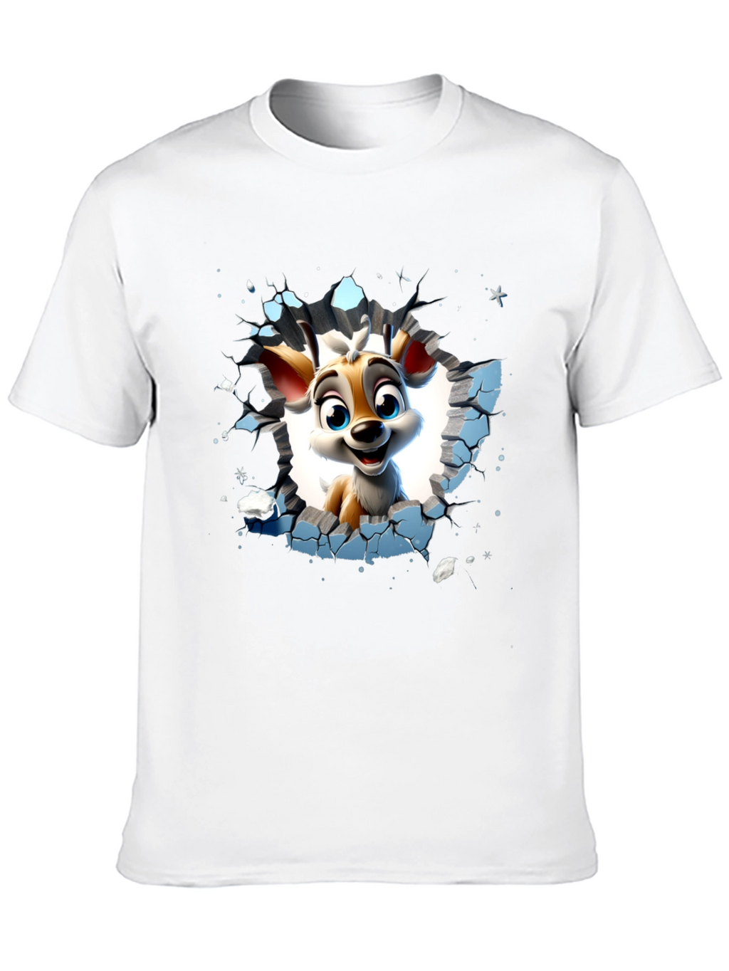 Cartoon Deer Graphic Black T-Shirt