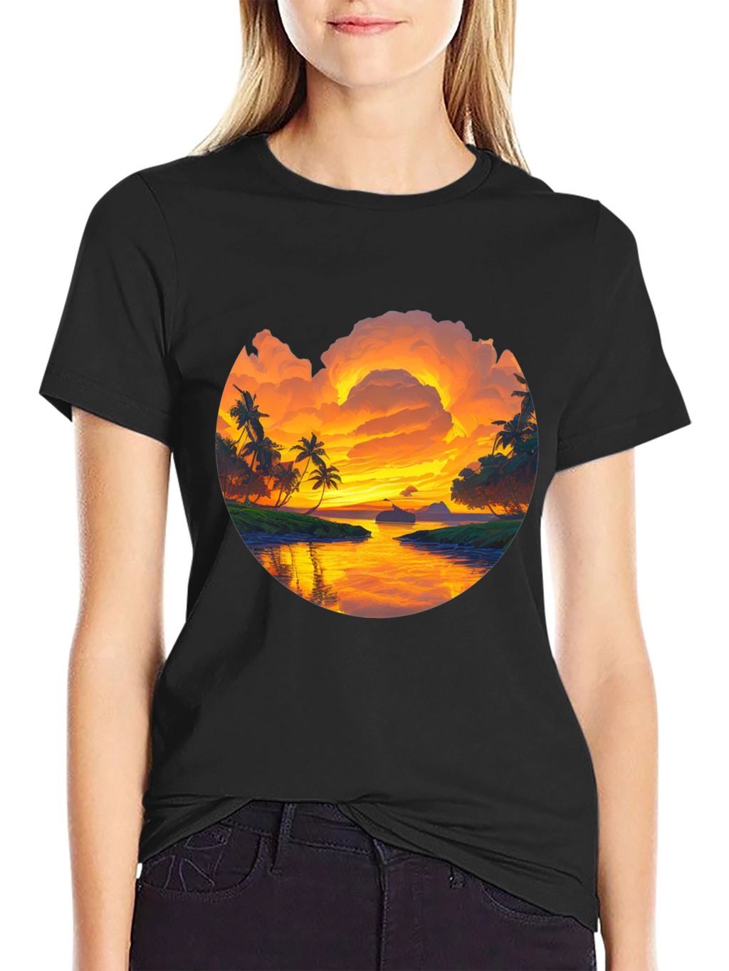 Tropical Sunset Graphic T-Shirt - Island Vibes Tee