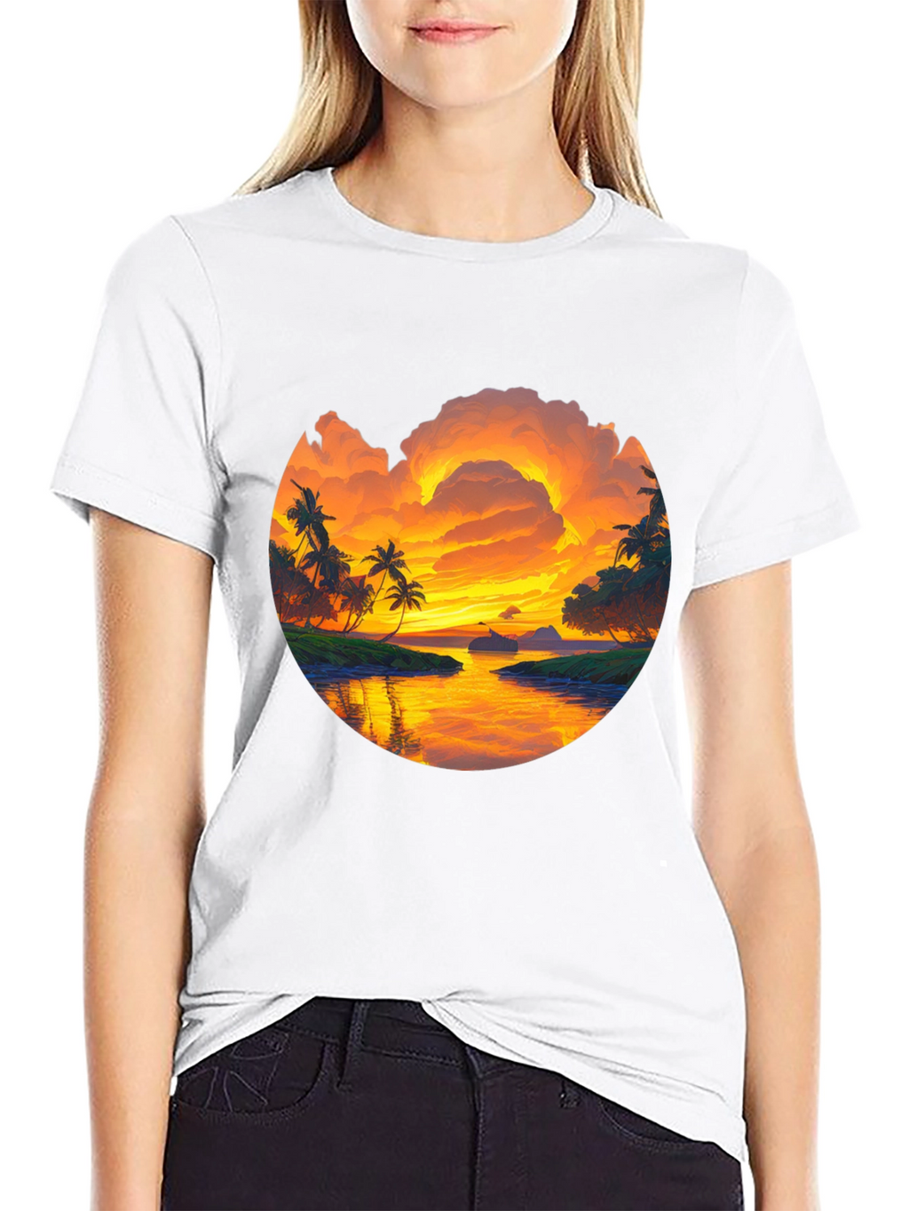 Tropical Sunset Graphic T-Shirt - Island Vibes Tee