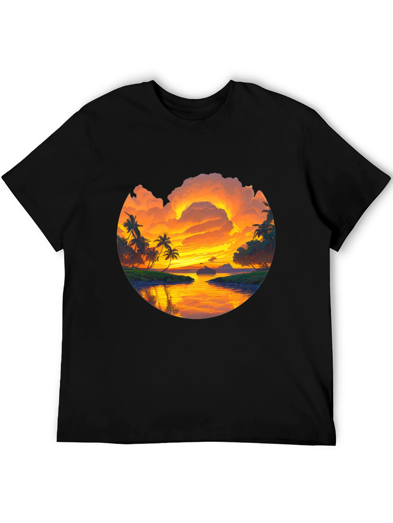 Tropical Sunset Graphic T-Shirt - Island Vibes Tee