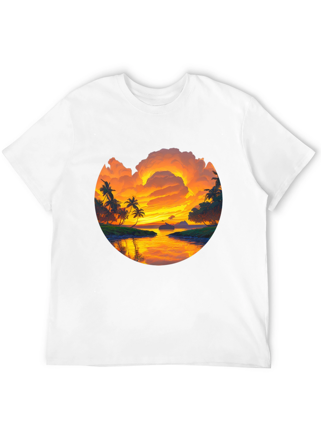 Tropical Sunset Graphic T-Shirt - Island Vibes Tee