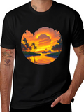 Tropical Sunset Graphic T-Shirt - Island Vibes Tee