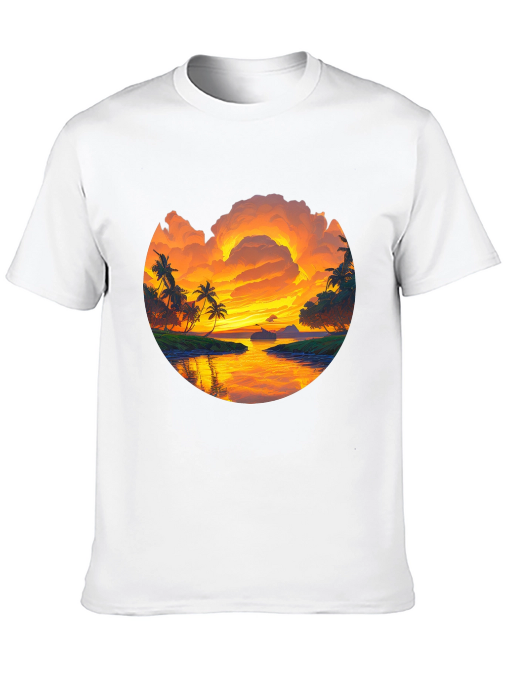 Tropical Sunset Graphic T-Shirt - Island Vibes Tee