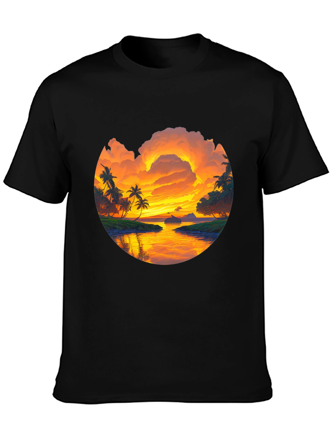 Tropical Sunset Graphic T-Shirt - Island Vibes Tee