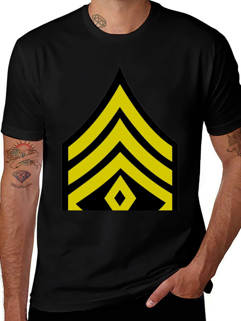 Sergeant Stripes Graphic Black T-Shirt