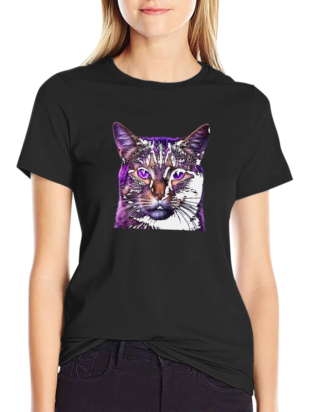 Cat Graphic Tee - Black Unisex T-Shirt