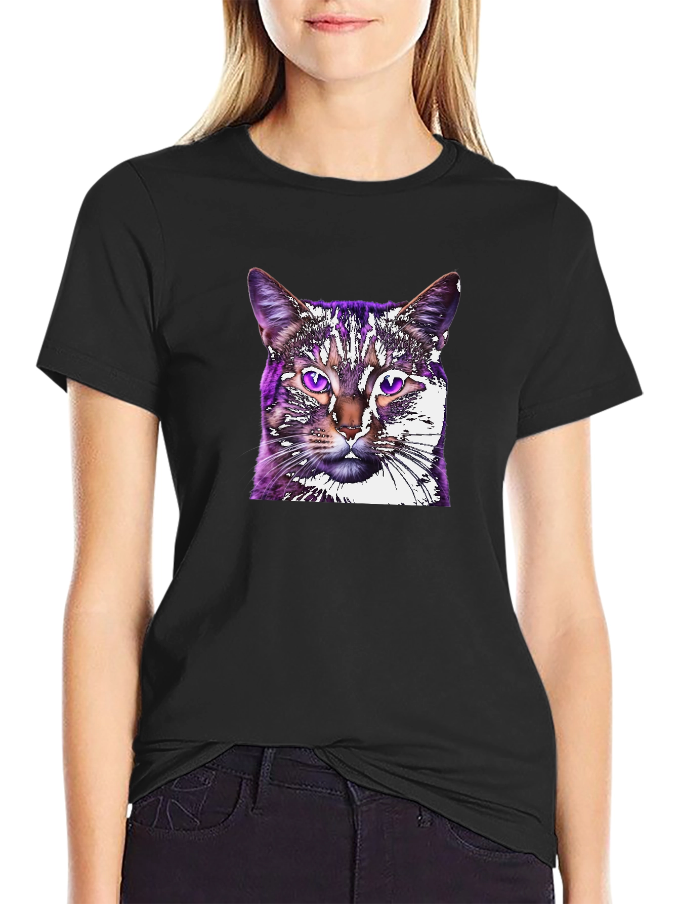 Cat Graphic Tee - Black Unisex T-Shirt