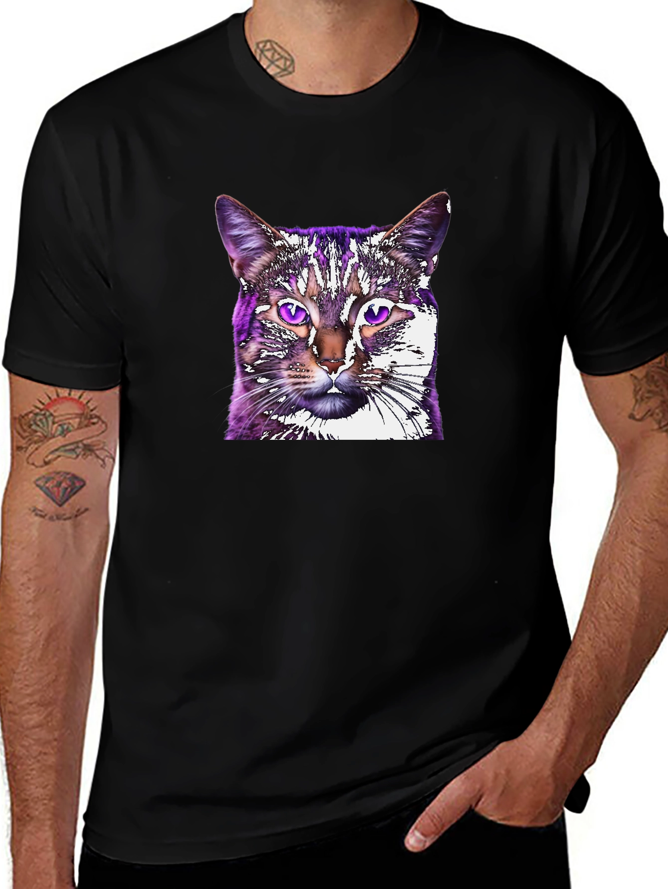 Cat Graphic Tee - Black Unisex T-Shirt