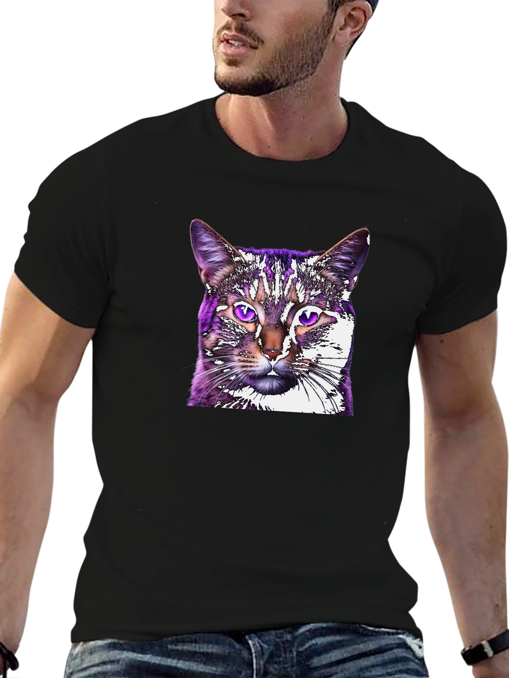 Cat Graphic Tee - Black Unisex T-Shirt
