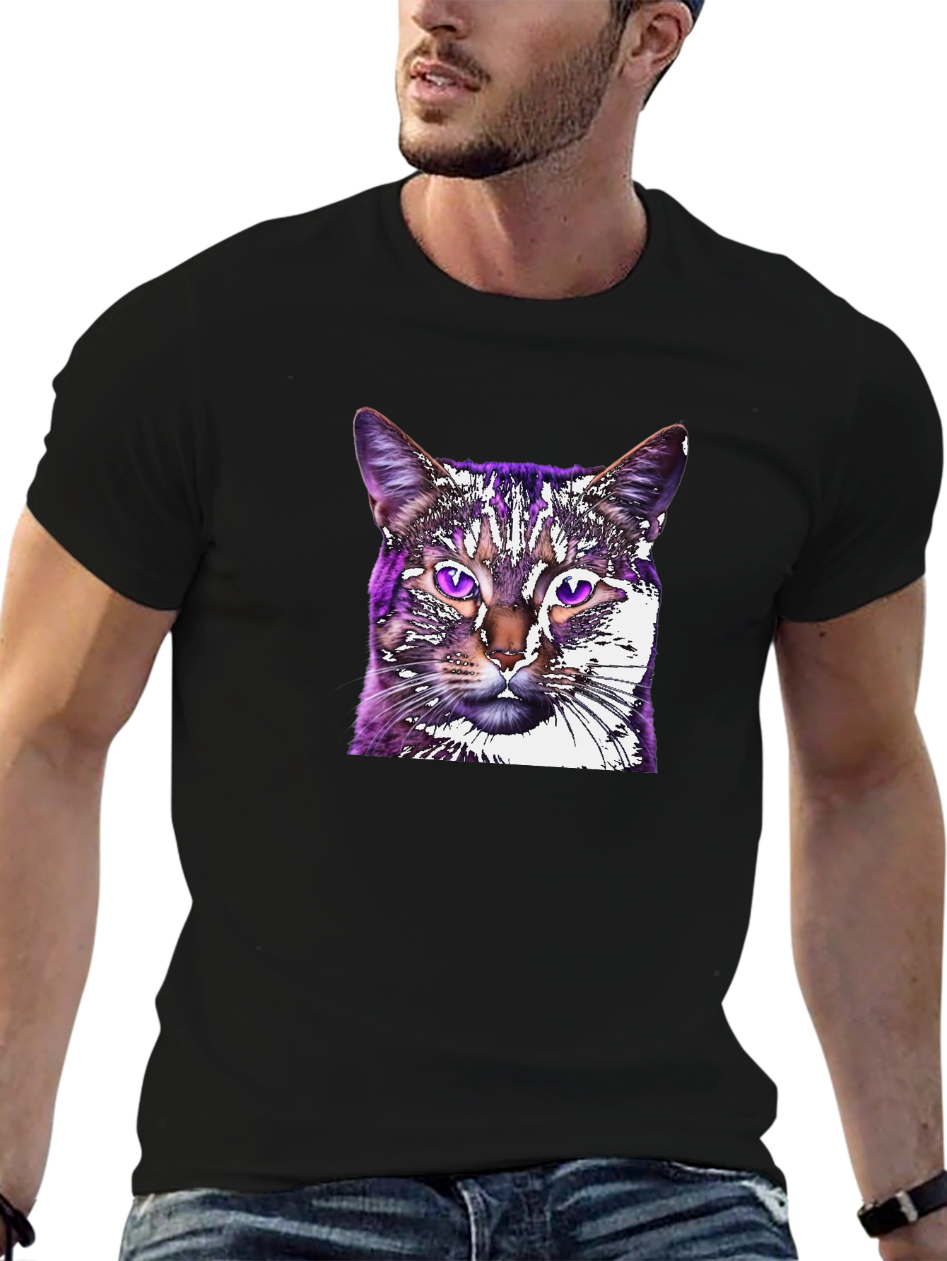 Cat Graphic Tee - Black Unisex T-Shirt