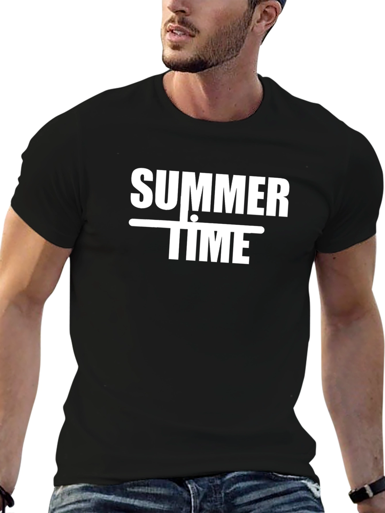 Summertime Graphic Print Black T-Shirt