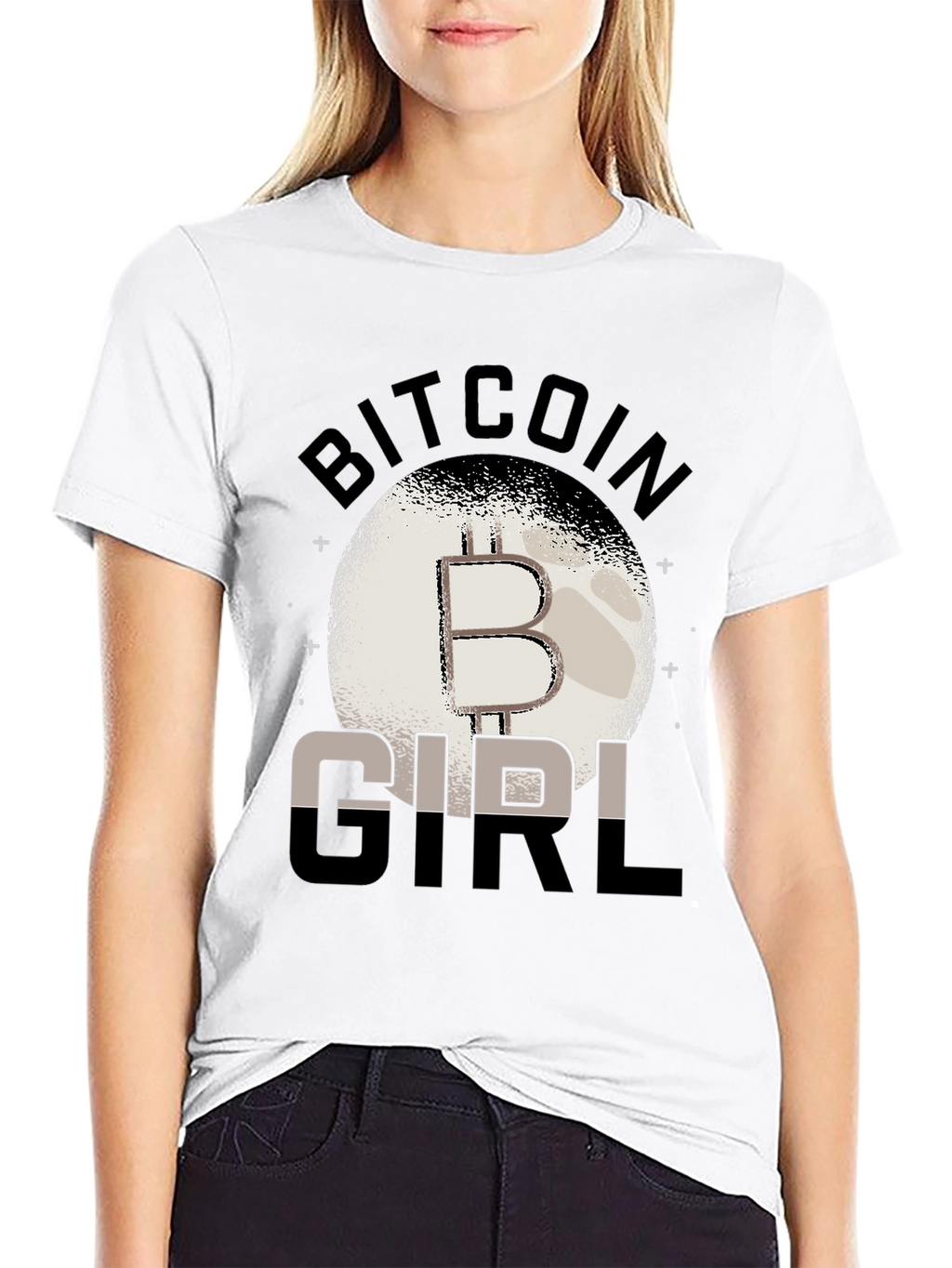 Bitcoin Girl Black Graphic T-Shirt