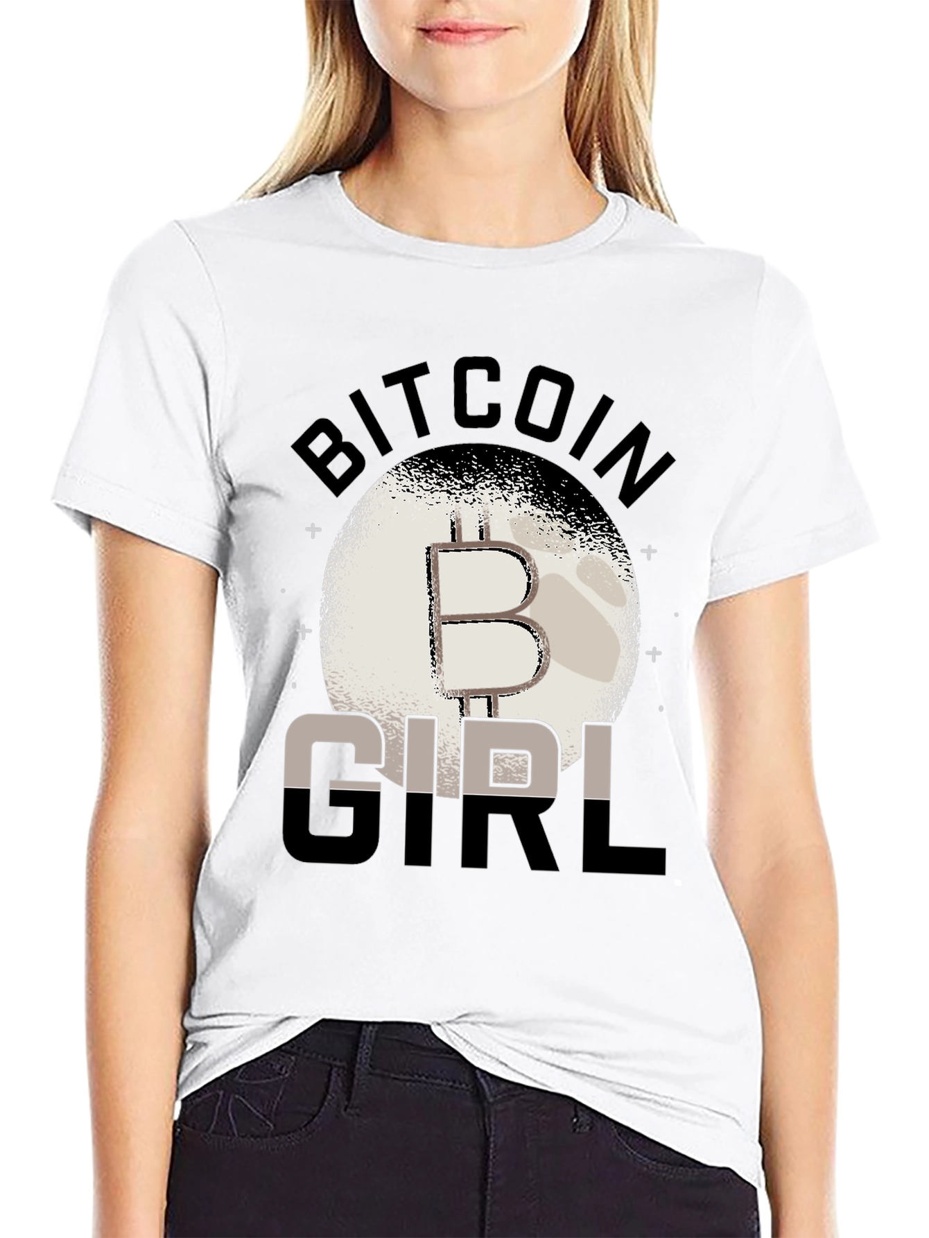 Bitcoin Girl Black Graphic T-Shirt