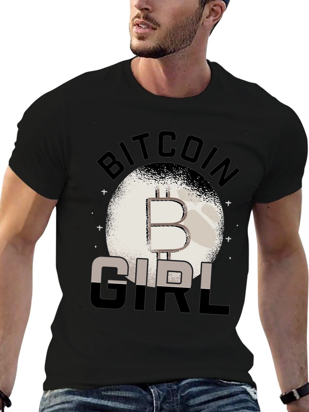 Bitcoin Girl Black Graphic T-Shirt