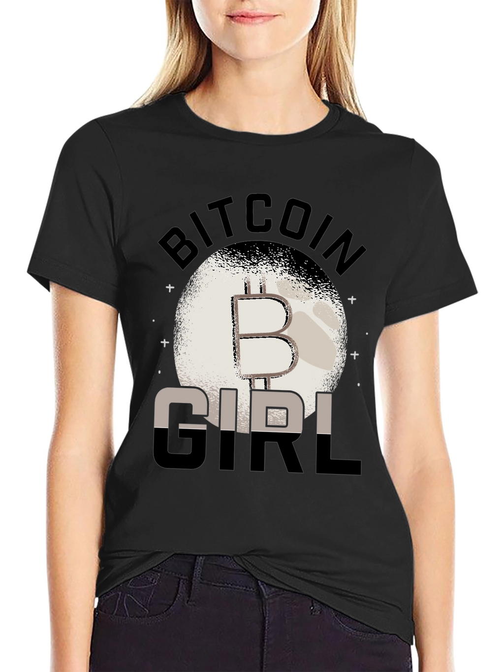 Bitcoin Girl Black Graphic T-Shirt