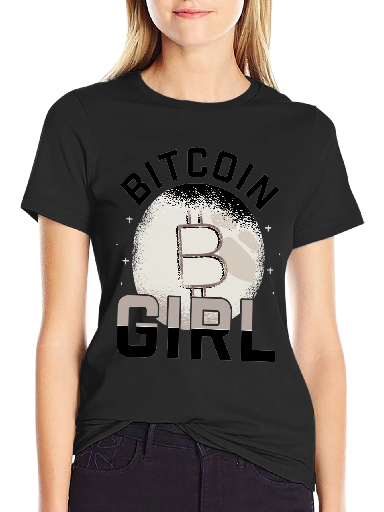 Bitcoin Girl Black Graphic T-Shirt
