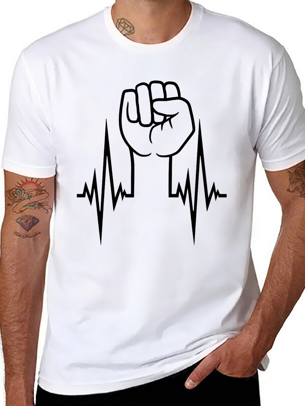 Raised Fist Heartbeat Graphic Tee