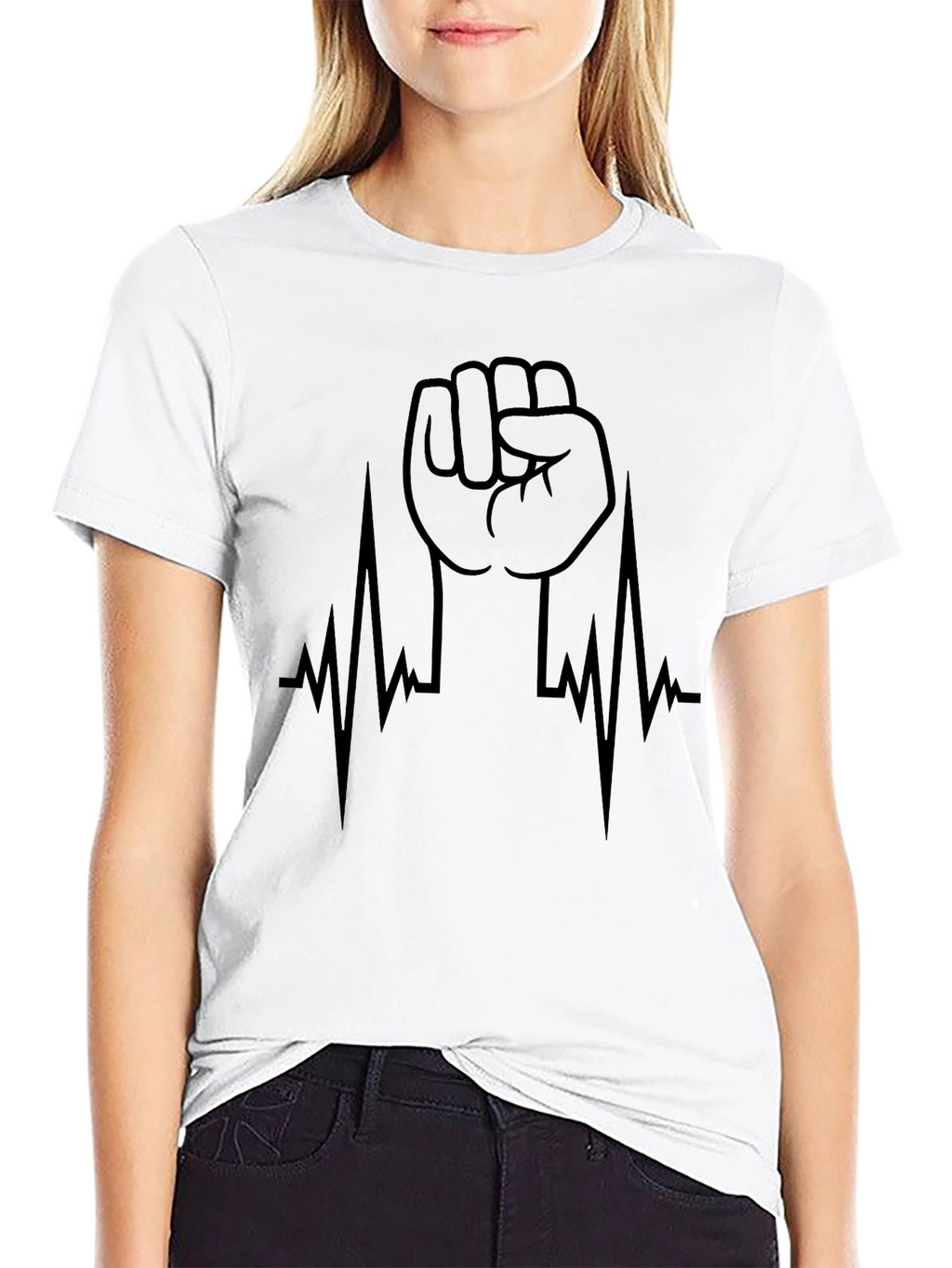 Raised Fist Heartbeat Graphic Tee
