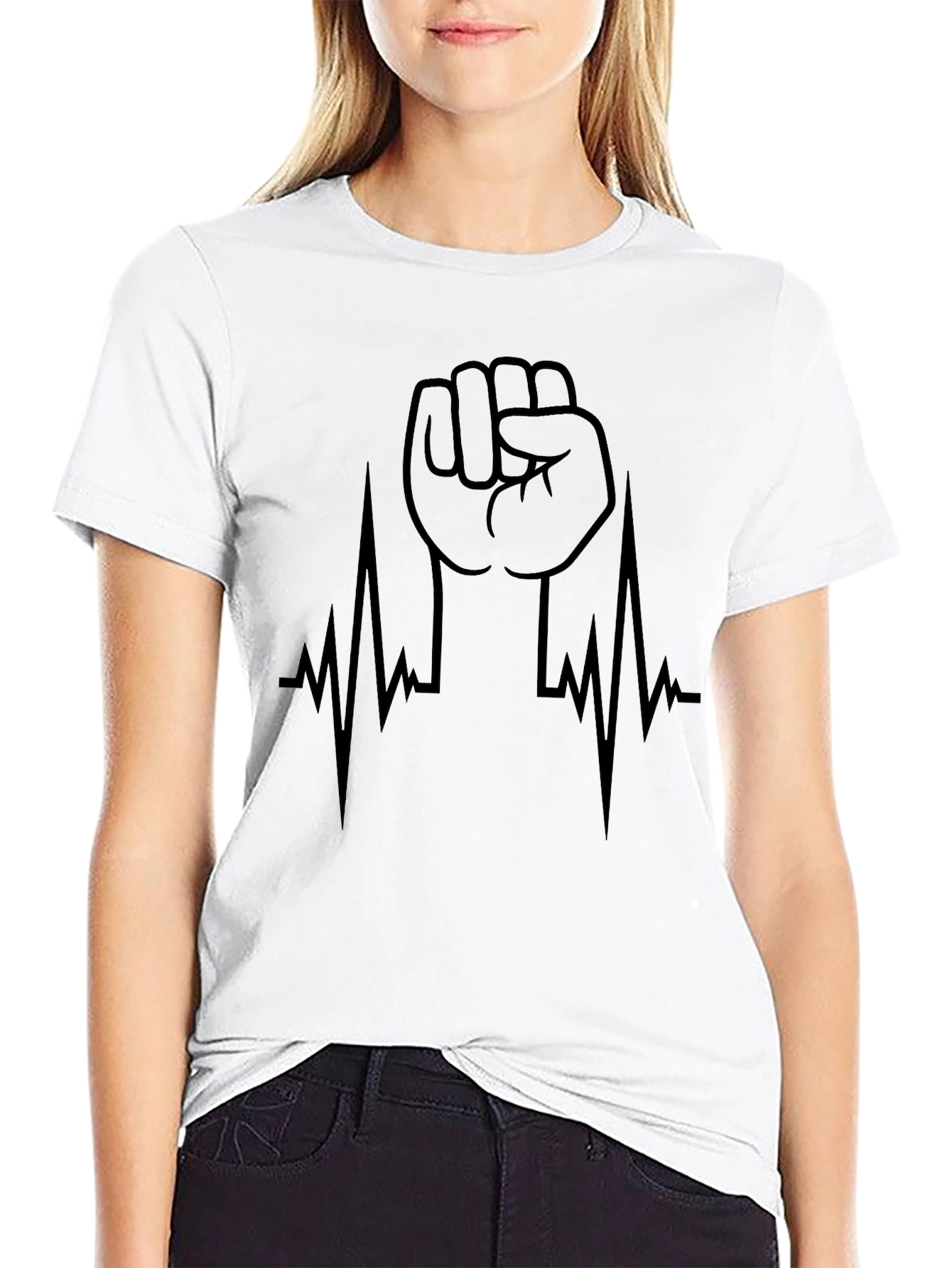 Raised Fist Heartbeat Graphic Tee
