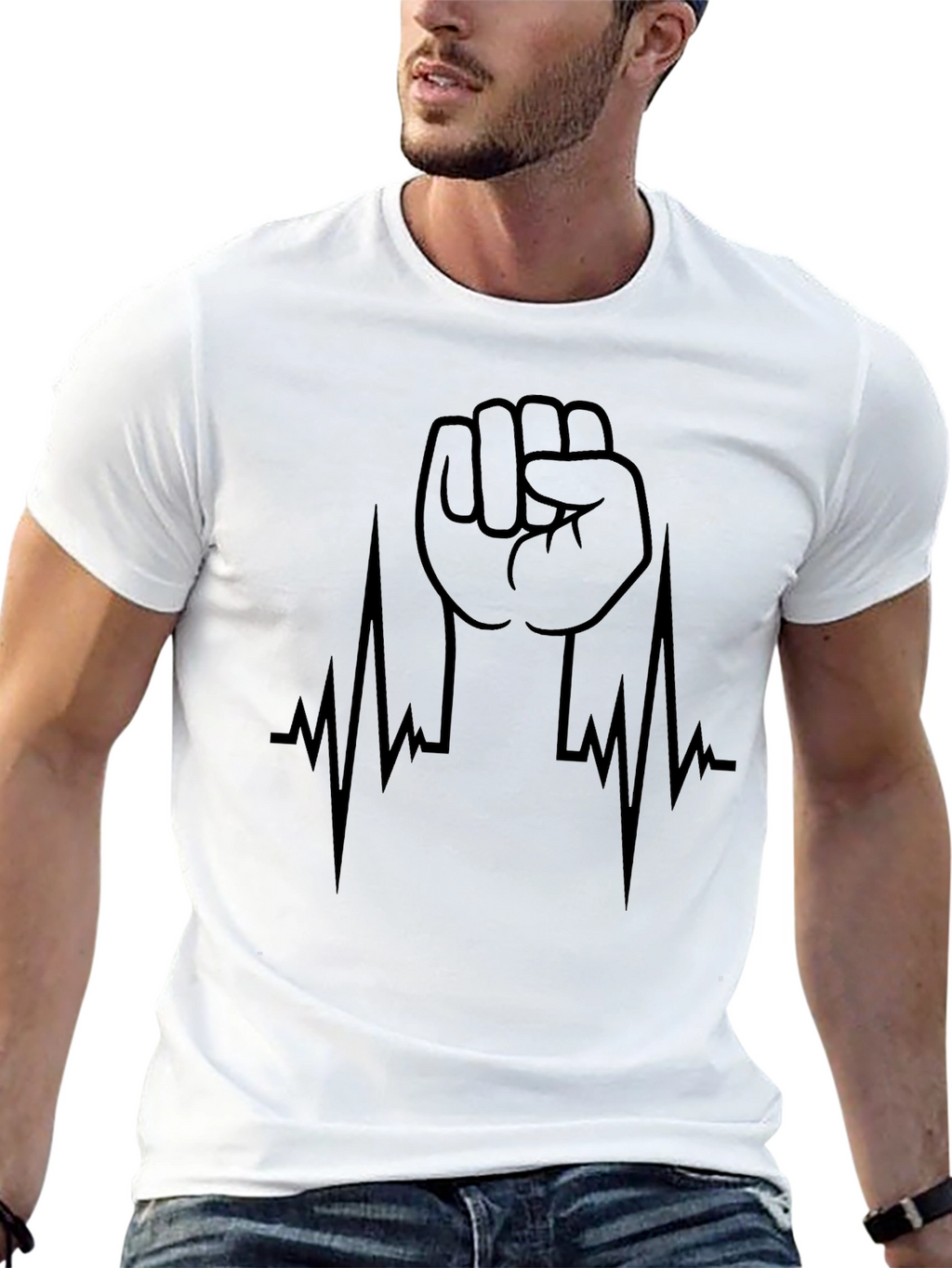 Raised Fist Heartbeat Graphic Tee