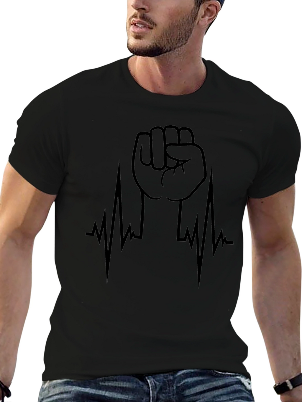 Raised Fist Heartbeat Graphic Tee