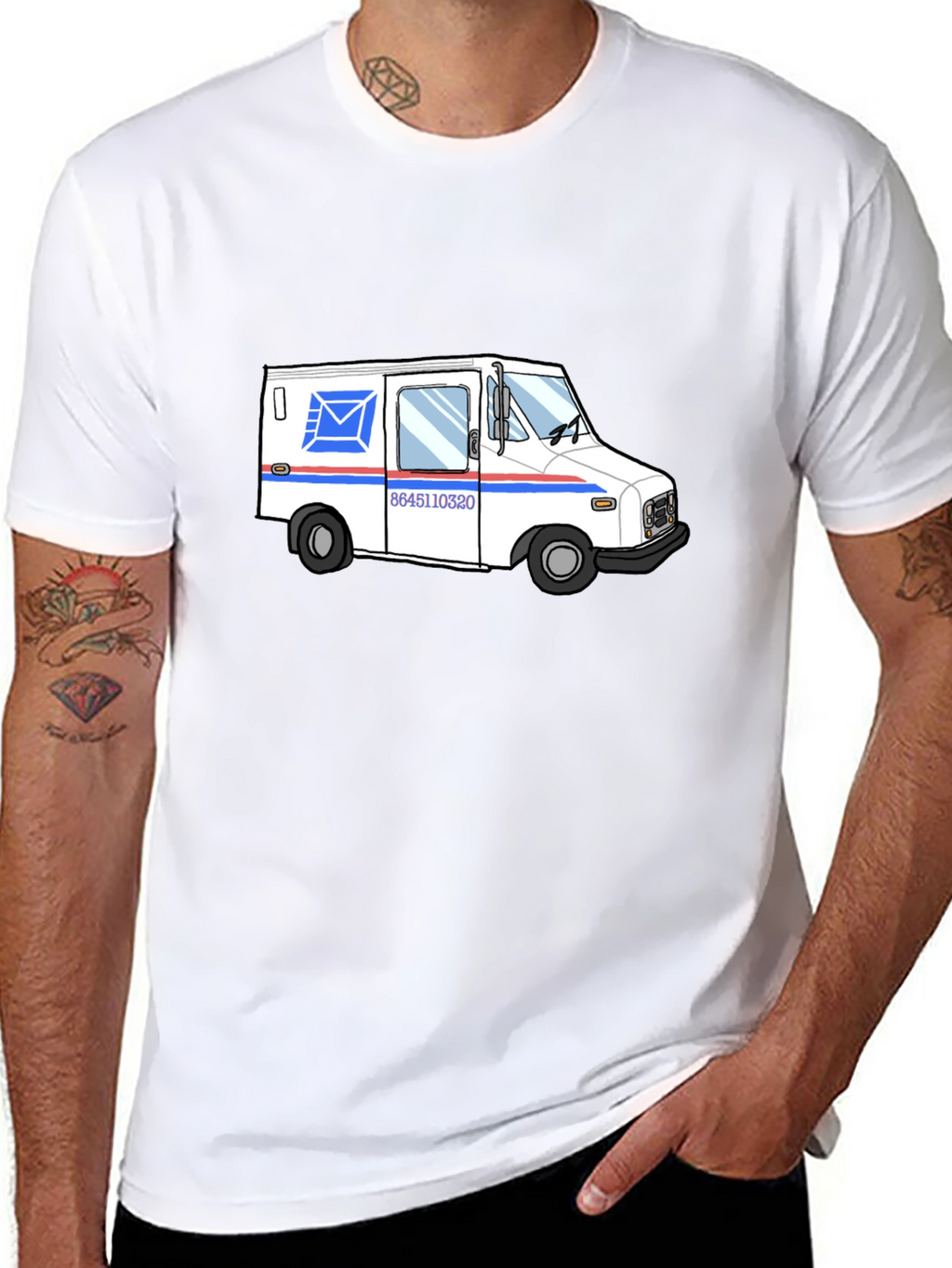 Mail Truck Graphic T-Shirt - Black