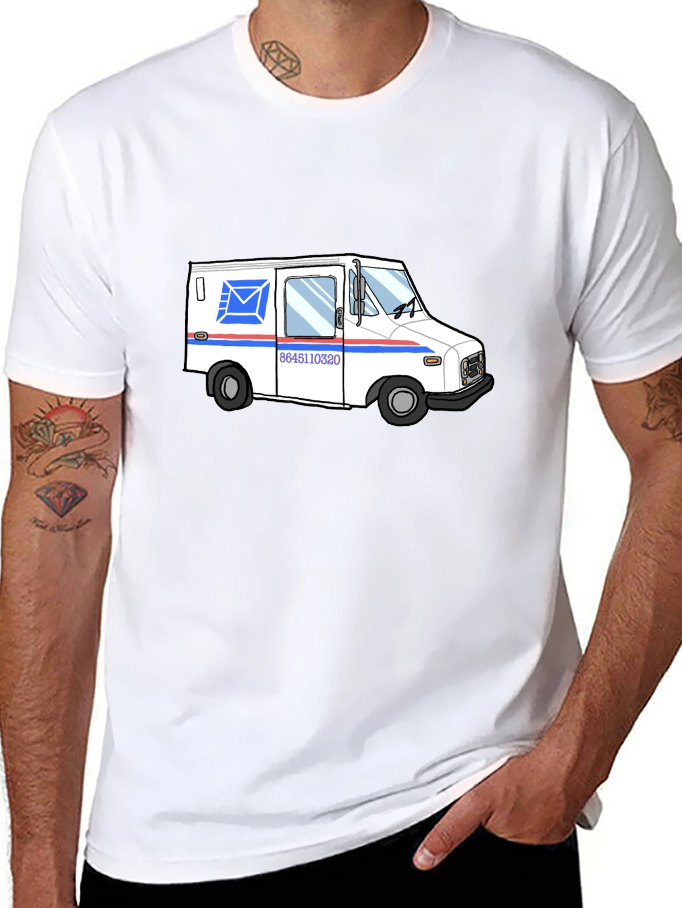 Mail Truck Graphic T-Shirt - Black