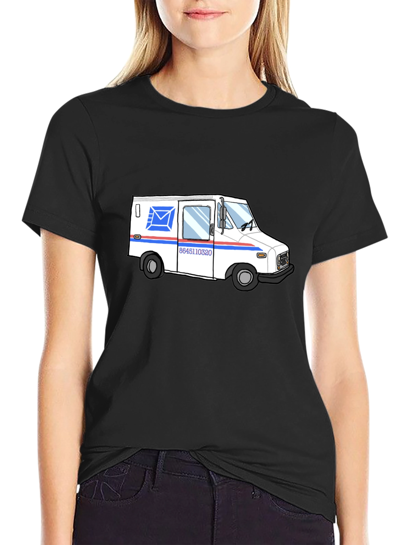 Mail Truck Graphic T-Shirt - Black