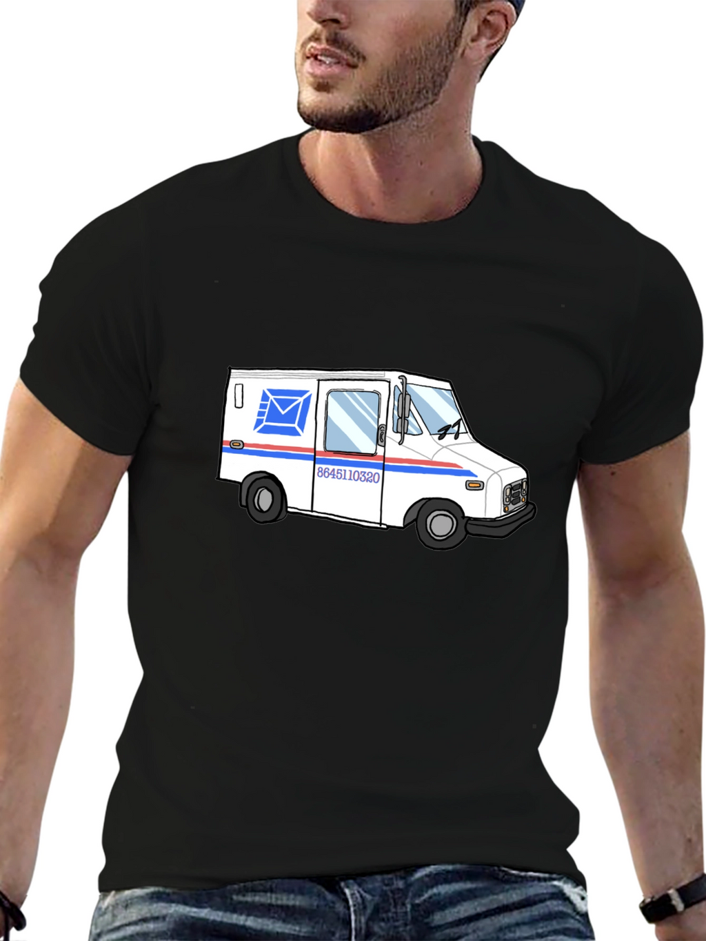 Mail Truck Graphic T-Shirt - Black