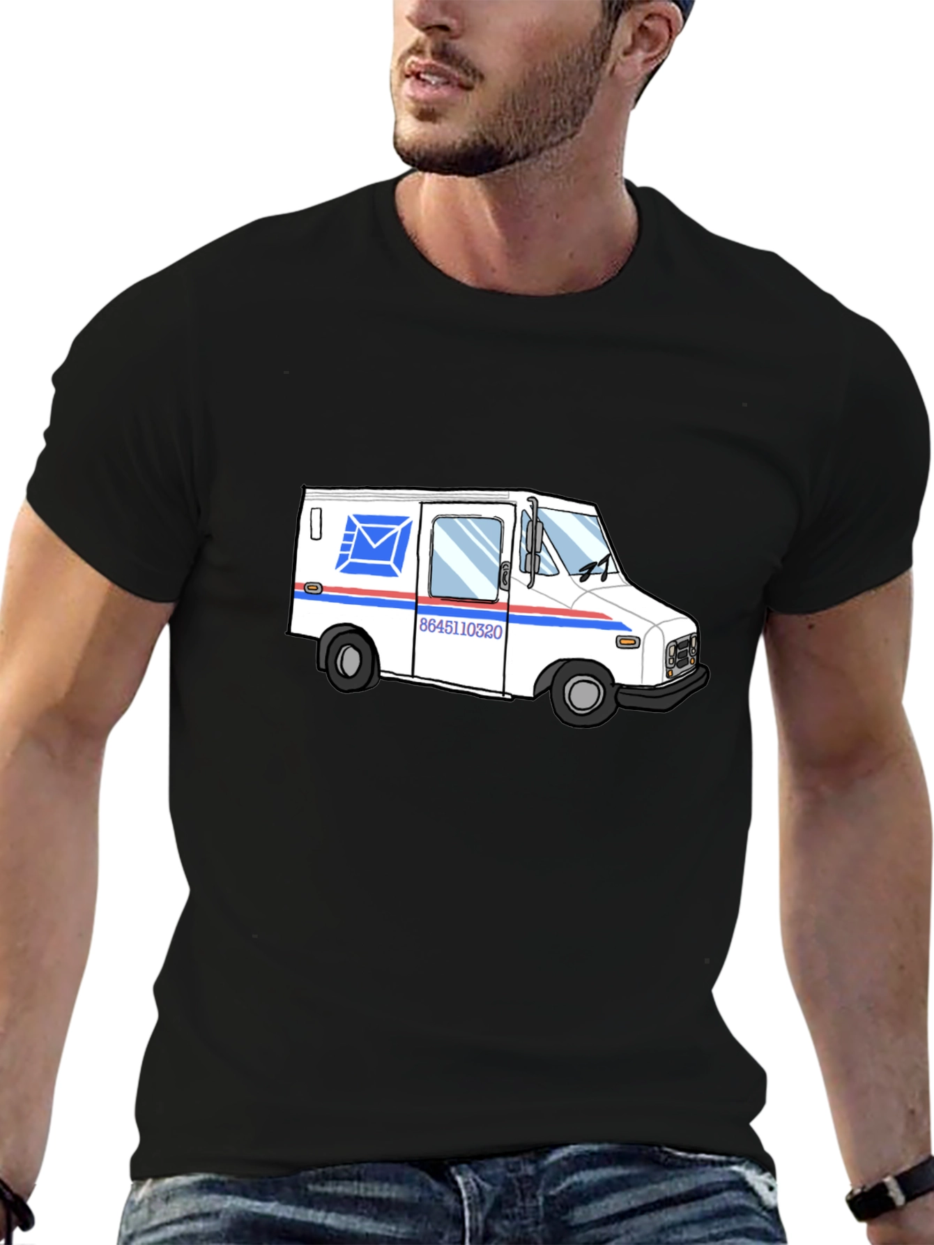 Mail Truck Graphic T-Shirt - Black