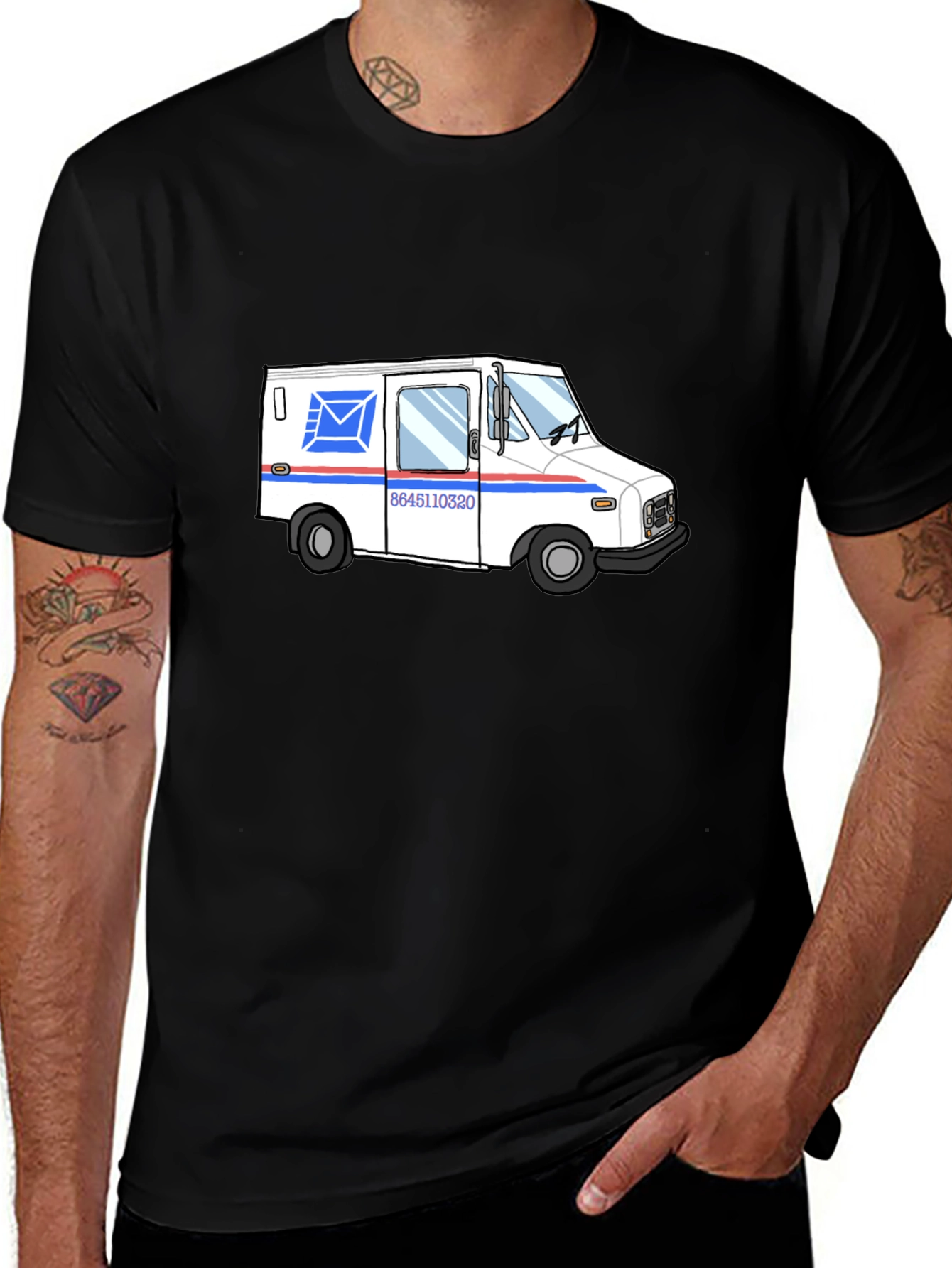 Mail Truck Graphic T-Shirt - Black