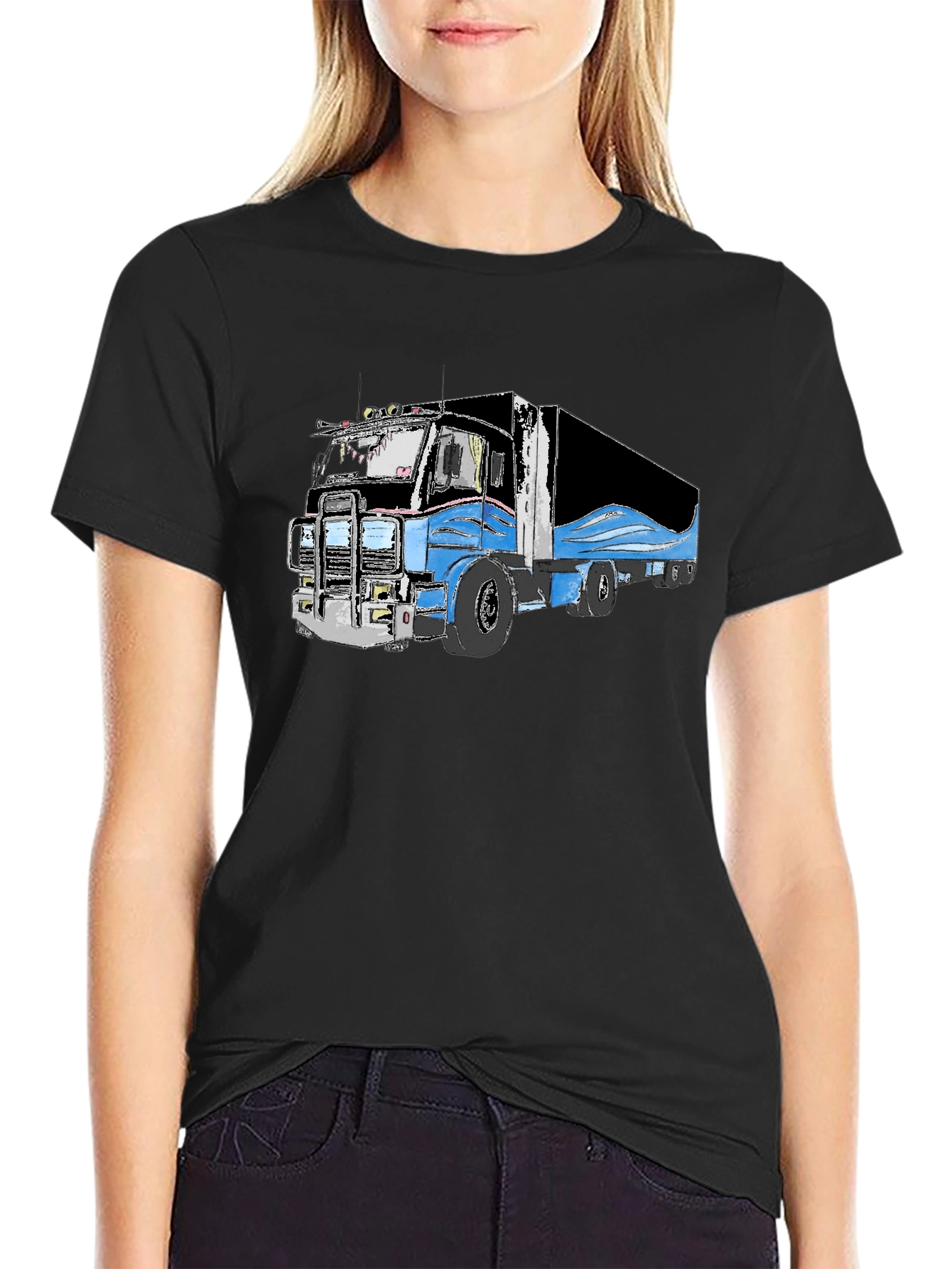 Truck Graphic Black T-Shirt for Men